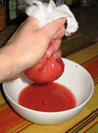 Squeezing the strawberries