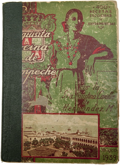 Exquisita cocina de campeche book cover, green with a woman with her hand on her waist.