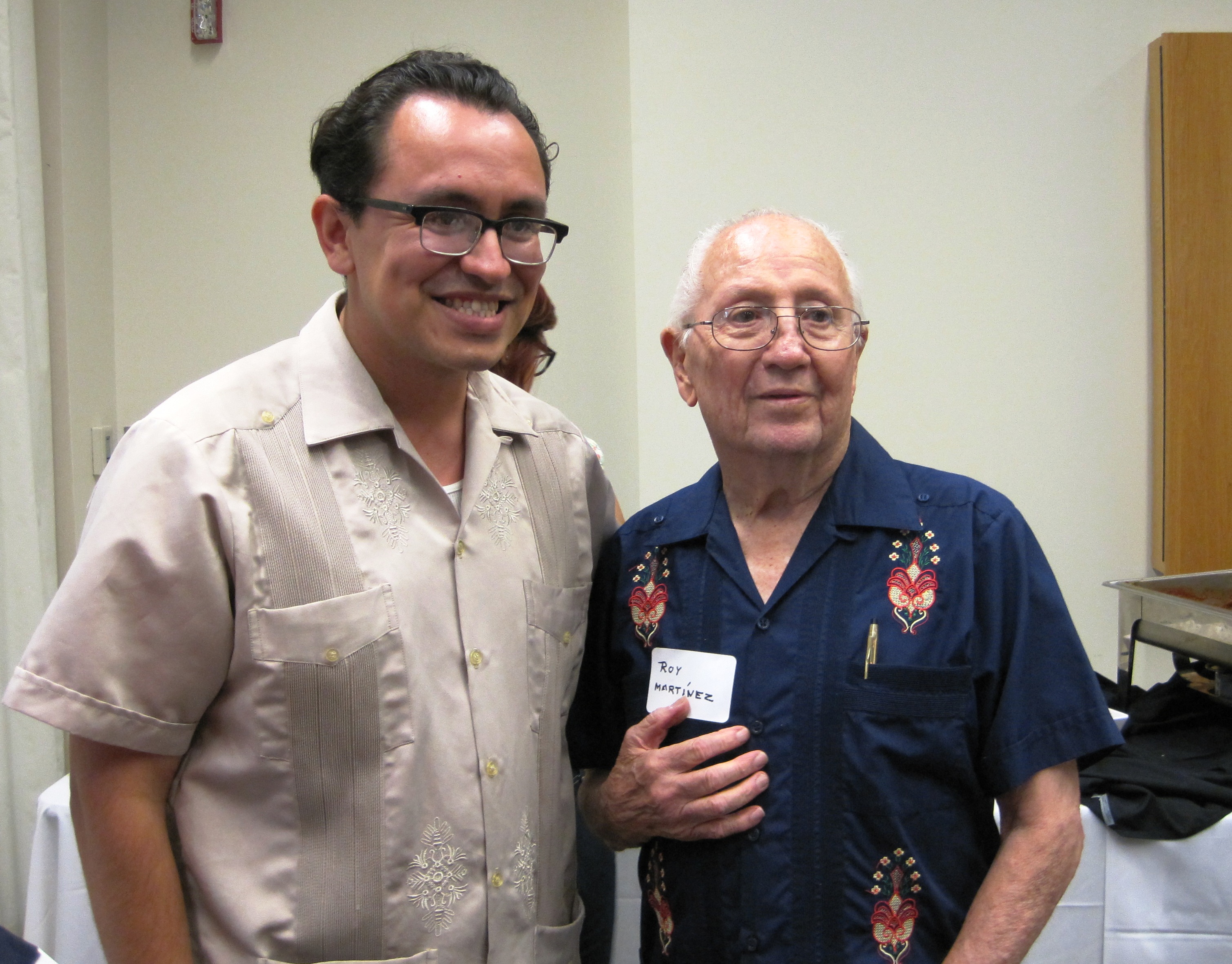 Gustavo Arellano, author of Taco USA, and Roy G. Martinez, grandson of the founder of Tamalina Milling Company