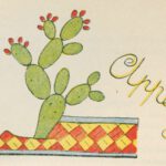 “NOPAL” (Prickly Pear). A species of cactus covered with clusters of spines and producing an edible fruit red, yellow, or green. It is very abundant in Mexico and very decorative. The Royal Eagle heroical symbol of a race came from the skies to rest its paws on the Nopal being forever the emblem of the Mexican country….9