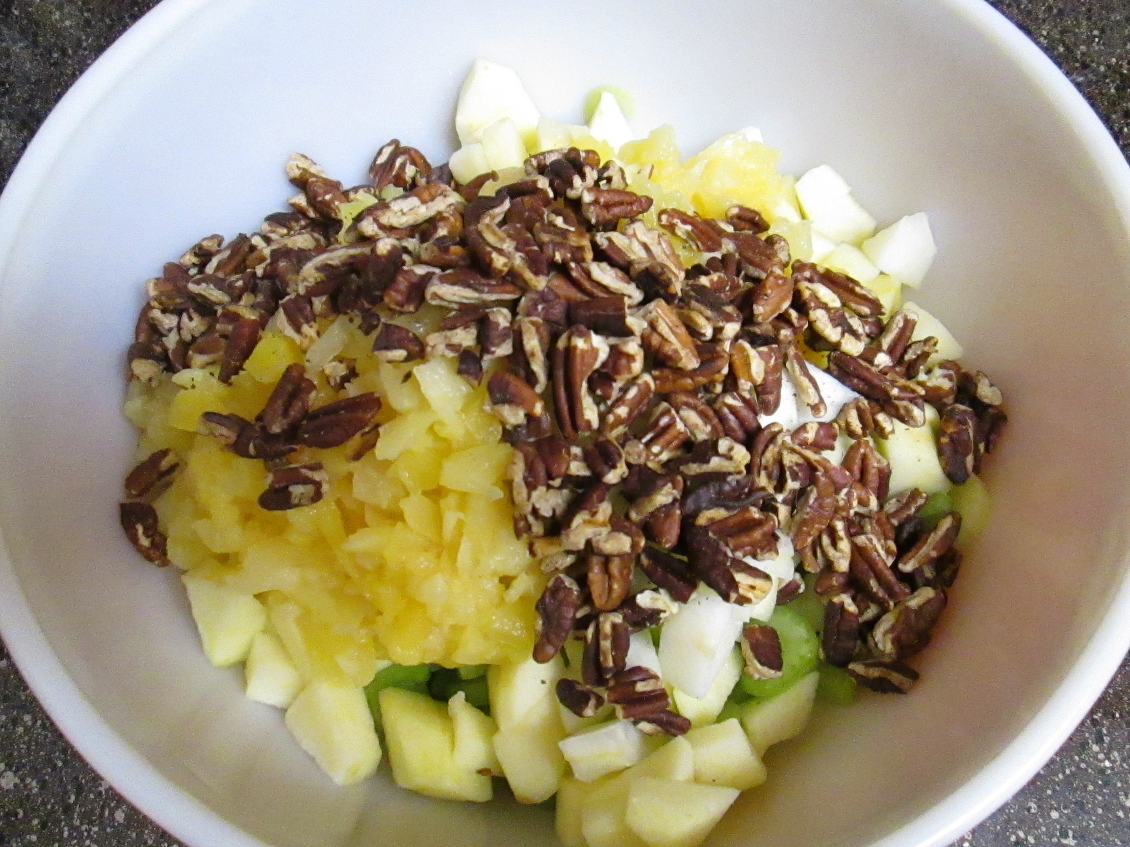 Celery, Apples, Pineapple, and Pecans