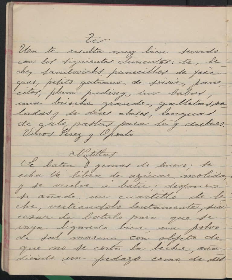 Cuaderno de Recetas de Cocina (1902) by Hortensia Volante. TX716 .M4 V65 1902. UTSA Libraries Special Collections.