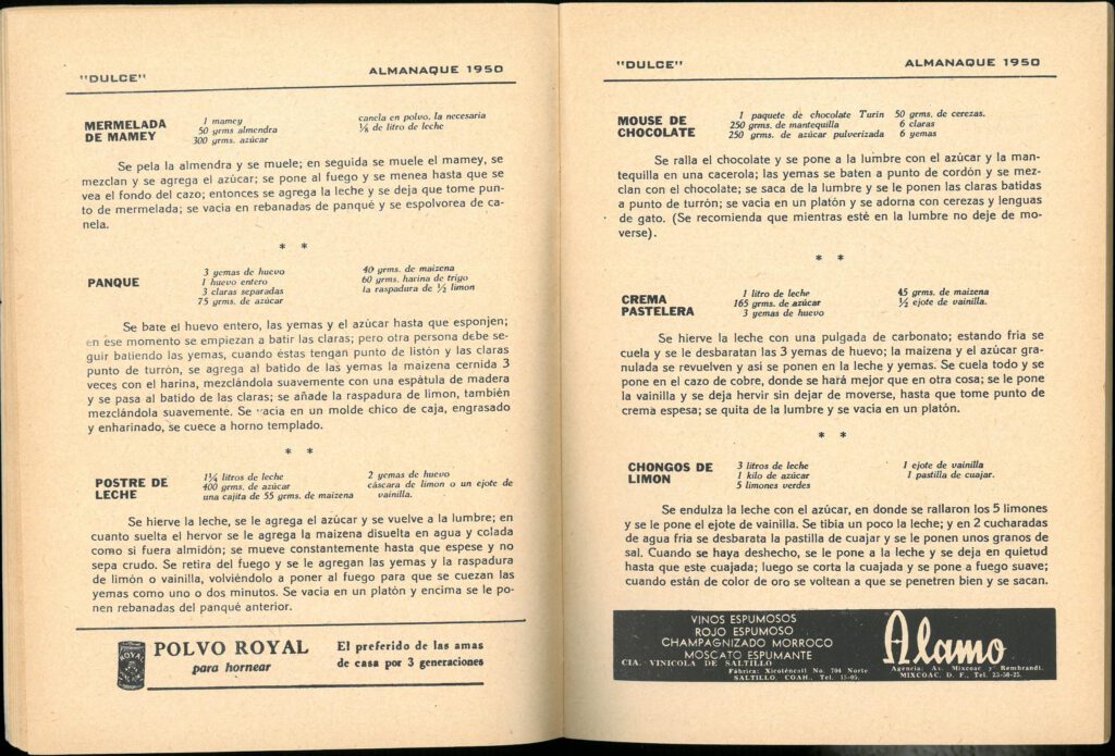 Almanaque Dulce 1950. Unión Nacional de Productores de Azúcar (Mexico). UTSA Libraries Special Collections.