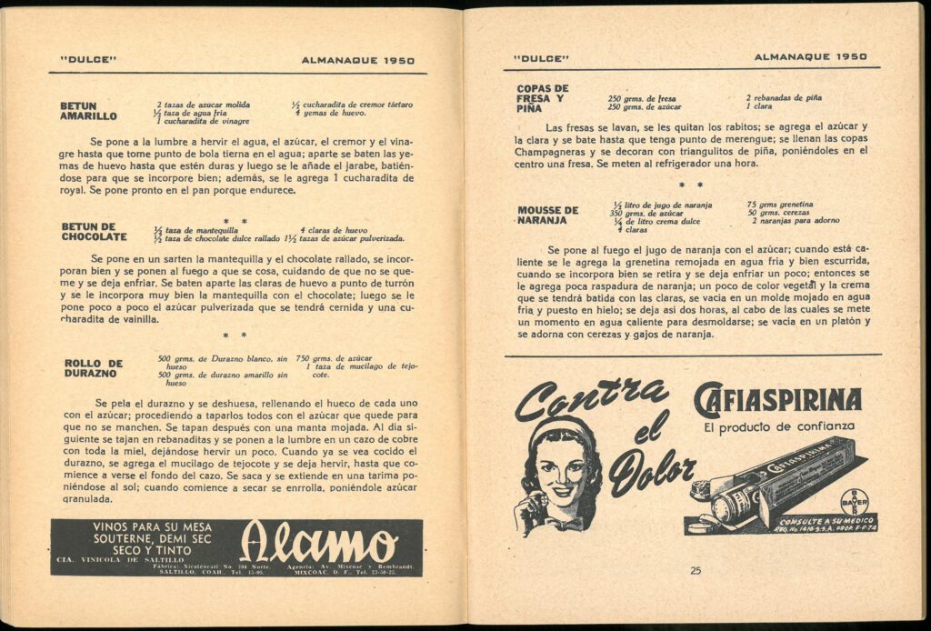 Almanaque Dulce 1950. Unión Nacional de Productores de Azúcar (Mexico). UTSA Libraries Special Collections.