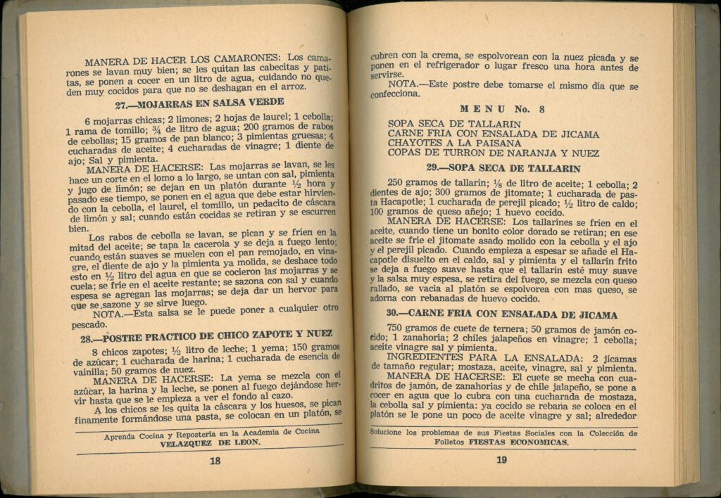 Febrero (29 Menus Practicos y Economicos) by Josefina Velázquez de León. UTSA Libraries Special Collections.