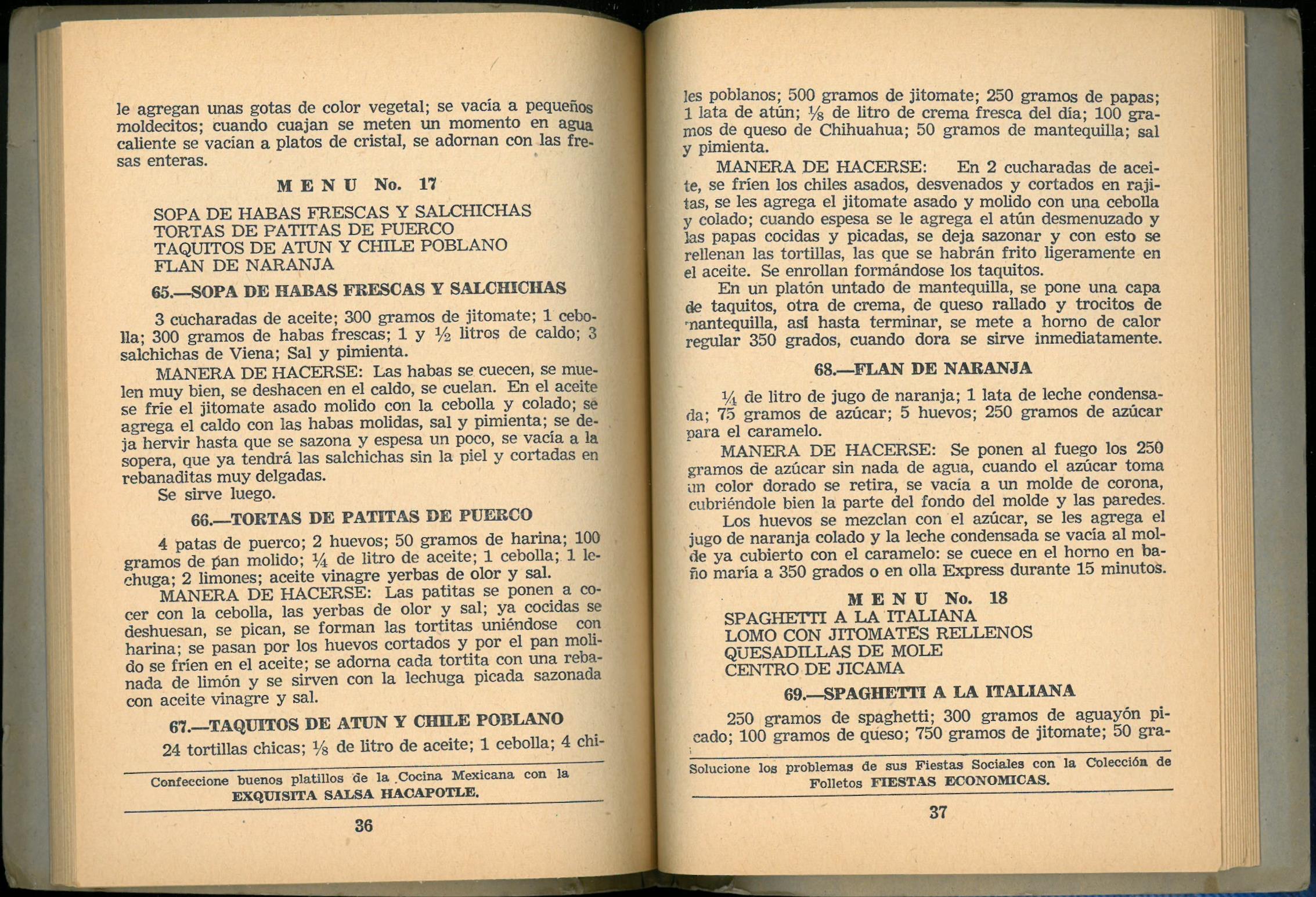 Febrero (29 Menus Practicos y Economicos) by Josefina Velázquez de León. UTSA Libraries Special Collections.