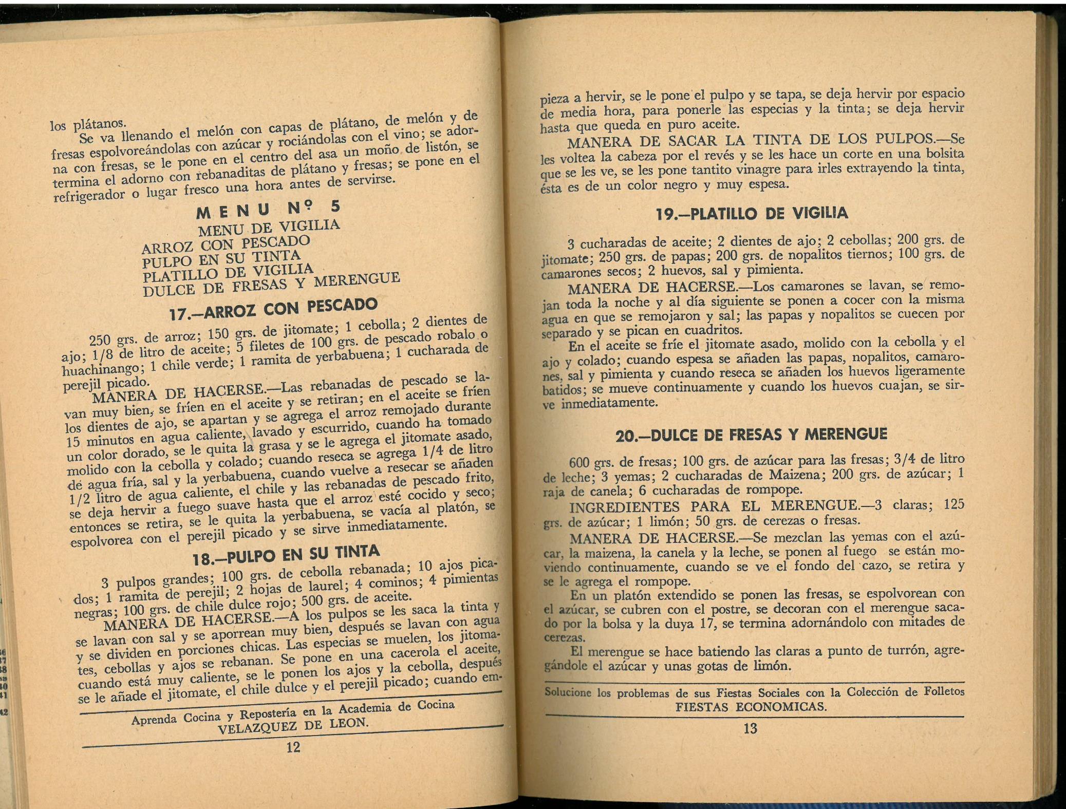 Marzo (30 Menus Practicos y Economicos) by Josefina Velázquez de León. UTSA Libraries Special Collections.