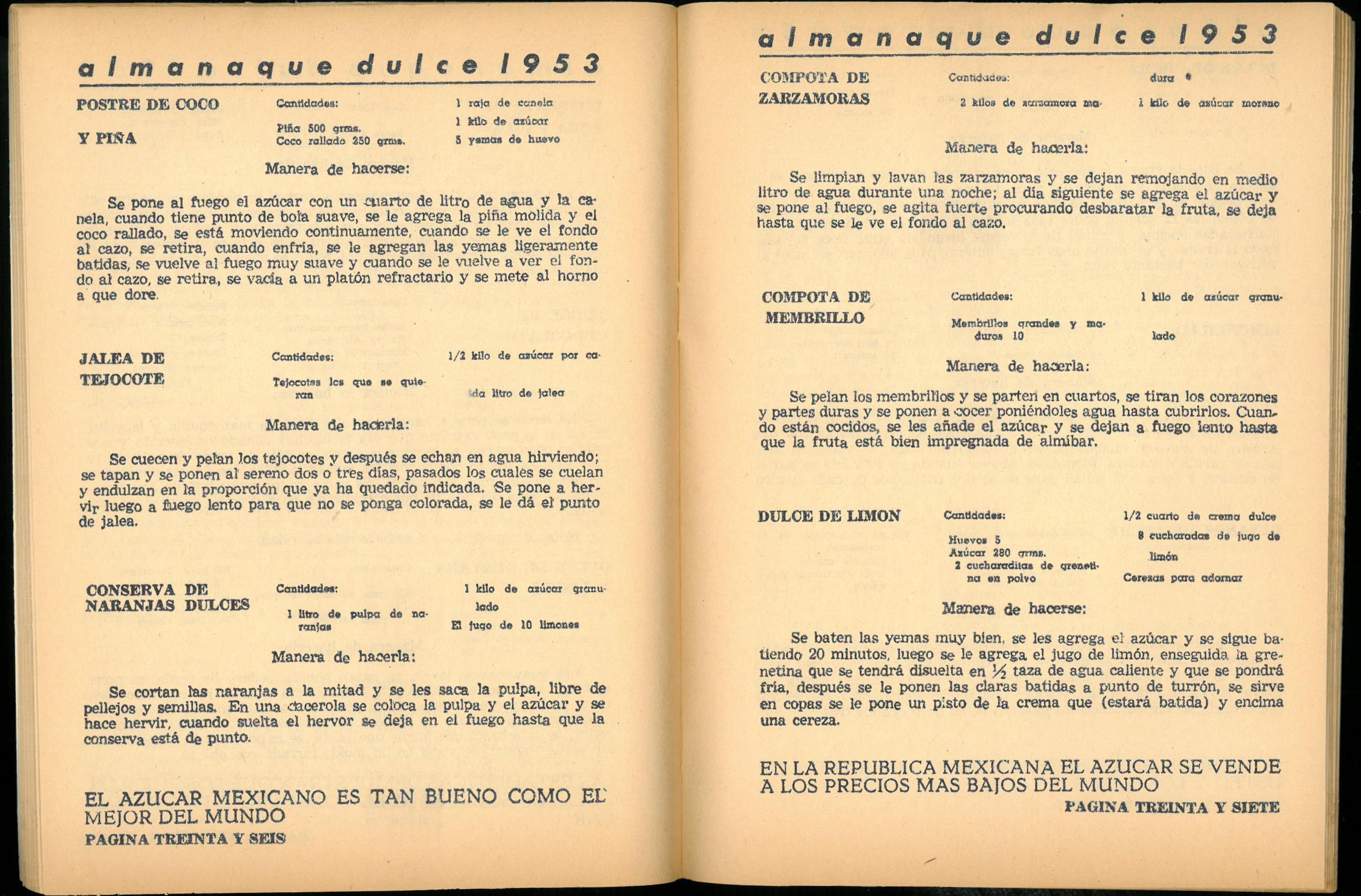 Almanaque Dulce 1953. Unión Nacional de Productores de Azúcar (Mexico). UTSA Libraries Special Collections.