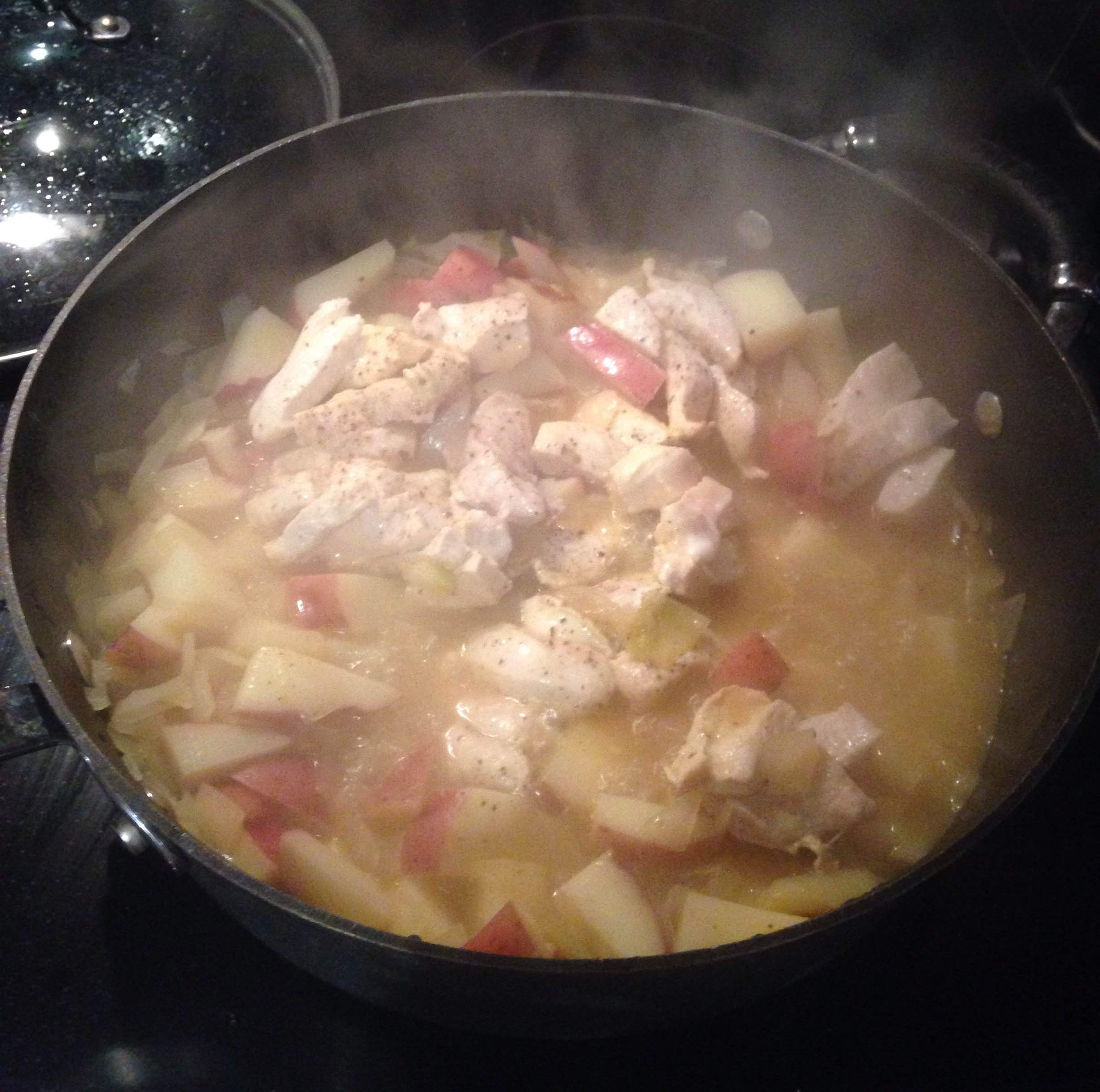 Add chicken and simmer